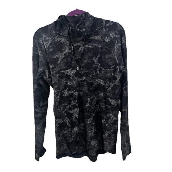 Lululemon Size 6 Women's Warm Stabilizer 1/2 Zip Hoodie Incognito Camo Black - Picture 1 of 9
